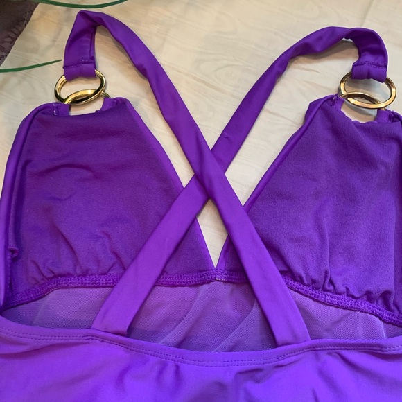 Old Navy Purple Power Mesh Paneled Front One Piece Suit - Picture 7 of 10